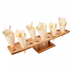 Cono Soporte Portaconos de Madera para Catering