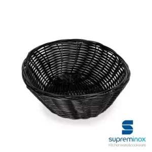 Cesta de Pan Rattan Negra Redonda 13 Cm
