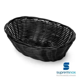 Cesta de Pan Rattan Negra Ovalada 18 Cm