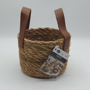 Cesta de Pan Mimbre con Asas Piel 13 Cm